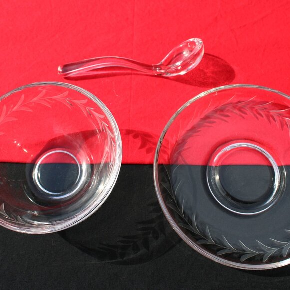 Fostoria Mayonnaise Bowl + Underplate & Spoon - Picture 5 of 5